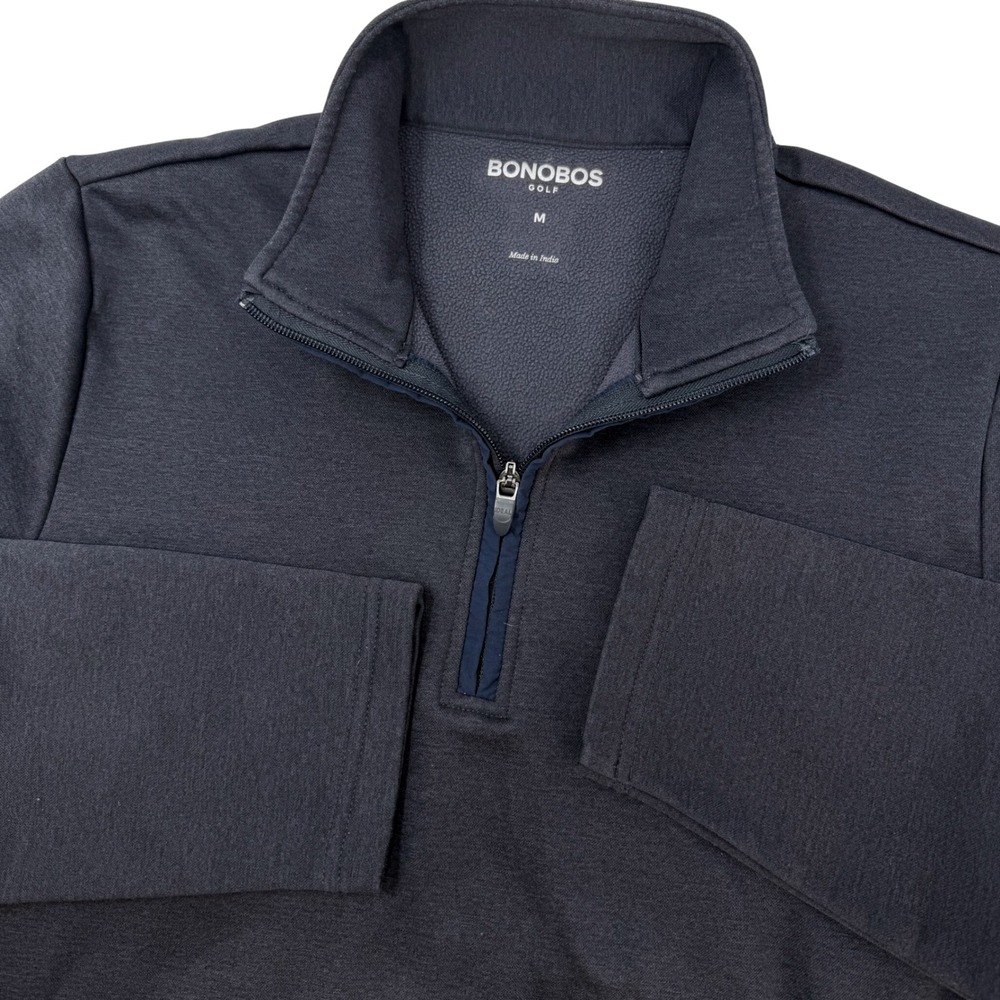Bonobos Golf Mens Medium Navy Blue Heather Quarter Zip Fleece Pullover Jacket